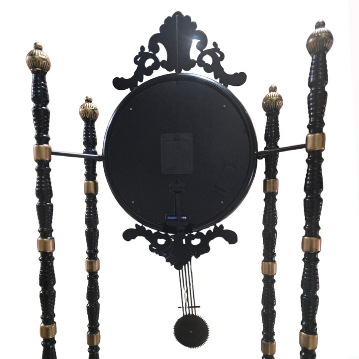 Chilli Decor Bordeaux Metal Pendulum Moving Gears Wine Rack Floor Clock Black 186cm TQ-E263 6
