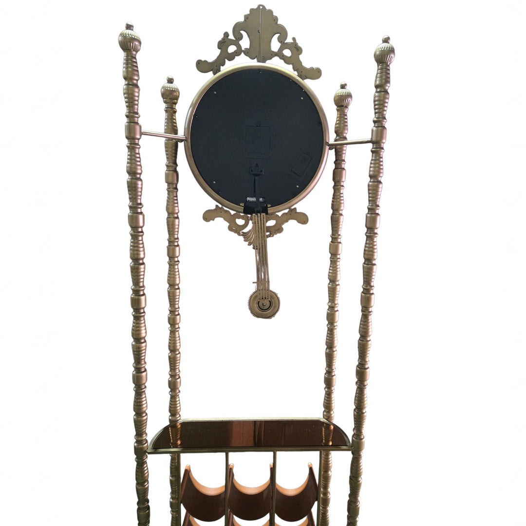 Chilli Decor Bordeaux Metal Pendulum Moving Gears Wine Rack Floor Clock Gold 186cm TQ-E259 5