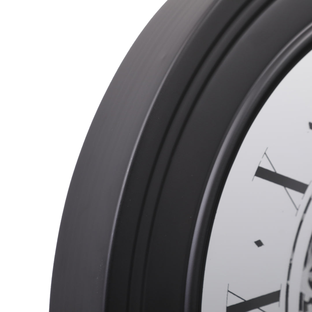 Chilli Decor Champs Elysees Mirrored Black Silver Moving Gears Wall Clock 80cm TQ-Y617 4