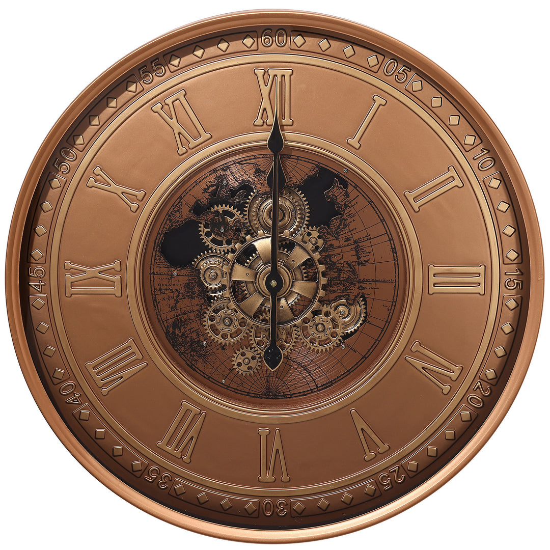 Chilli Decor Chronosphere Copper Metal Moving Gears Wall Clock 60cm TQ-E248 1