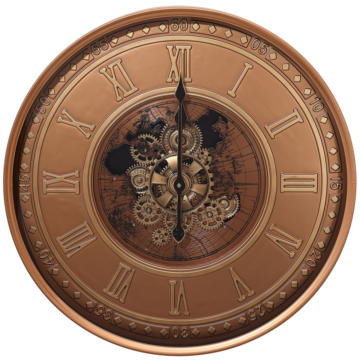 Chilli Decor Chronosphere Copper Metal Moving Gears Wall Clock 60cm TQ-E248 1