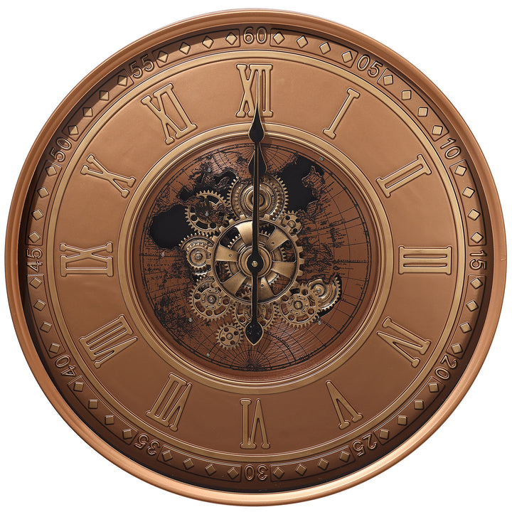 Chilli Decor Chronosphere Copper Metal Moving Gears Wall Clock 60cm TQ-E248 1