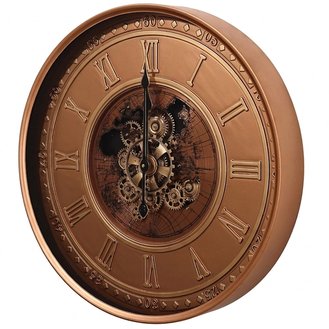 Chilli Decor Chronosphere Copper Metal Moving Gears Wall Clock 60cm TQ-E248 2