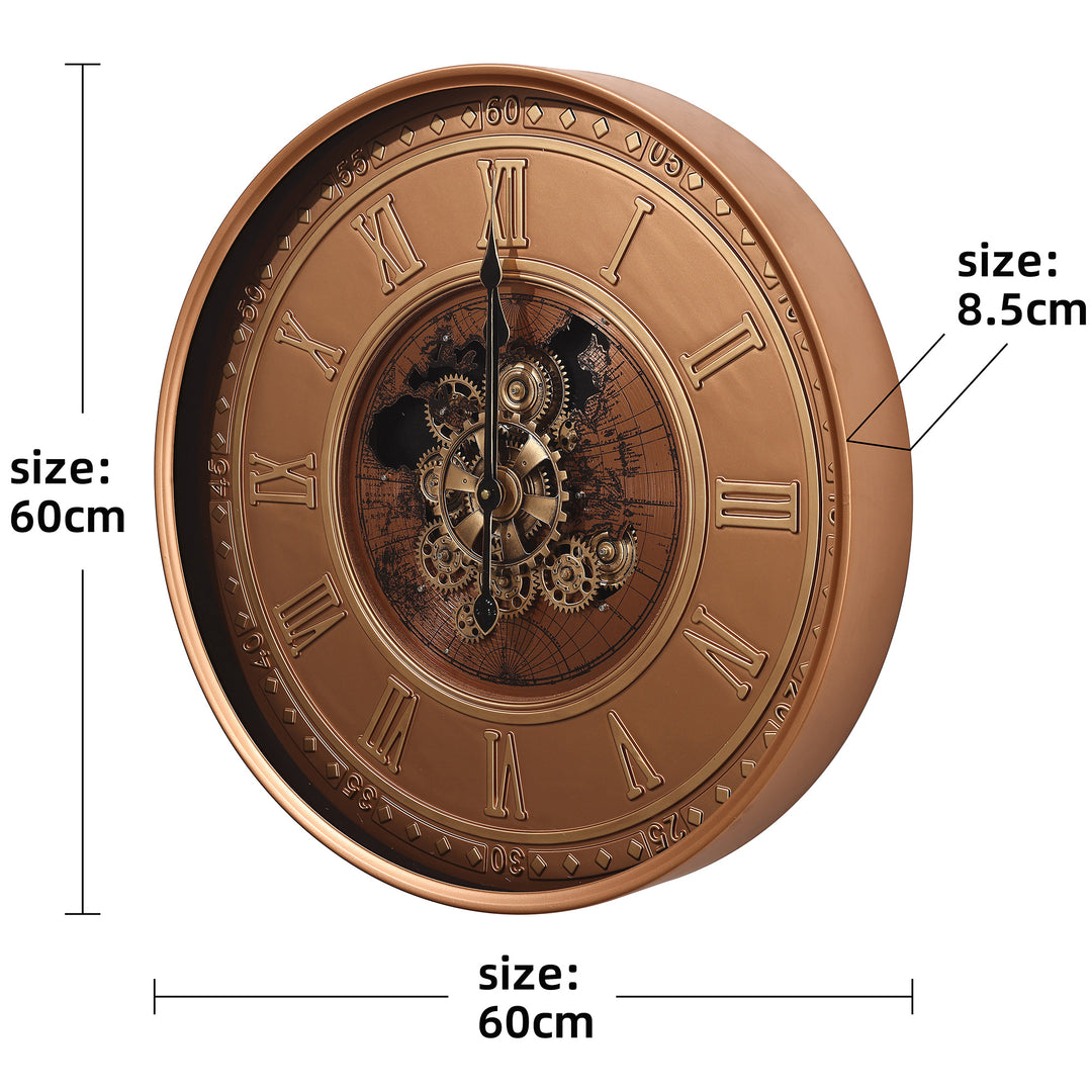 Chilli Decor Chronosphere Copper Metal Moving Gears Wall Clock 60cm TQ-E248 5