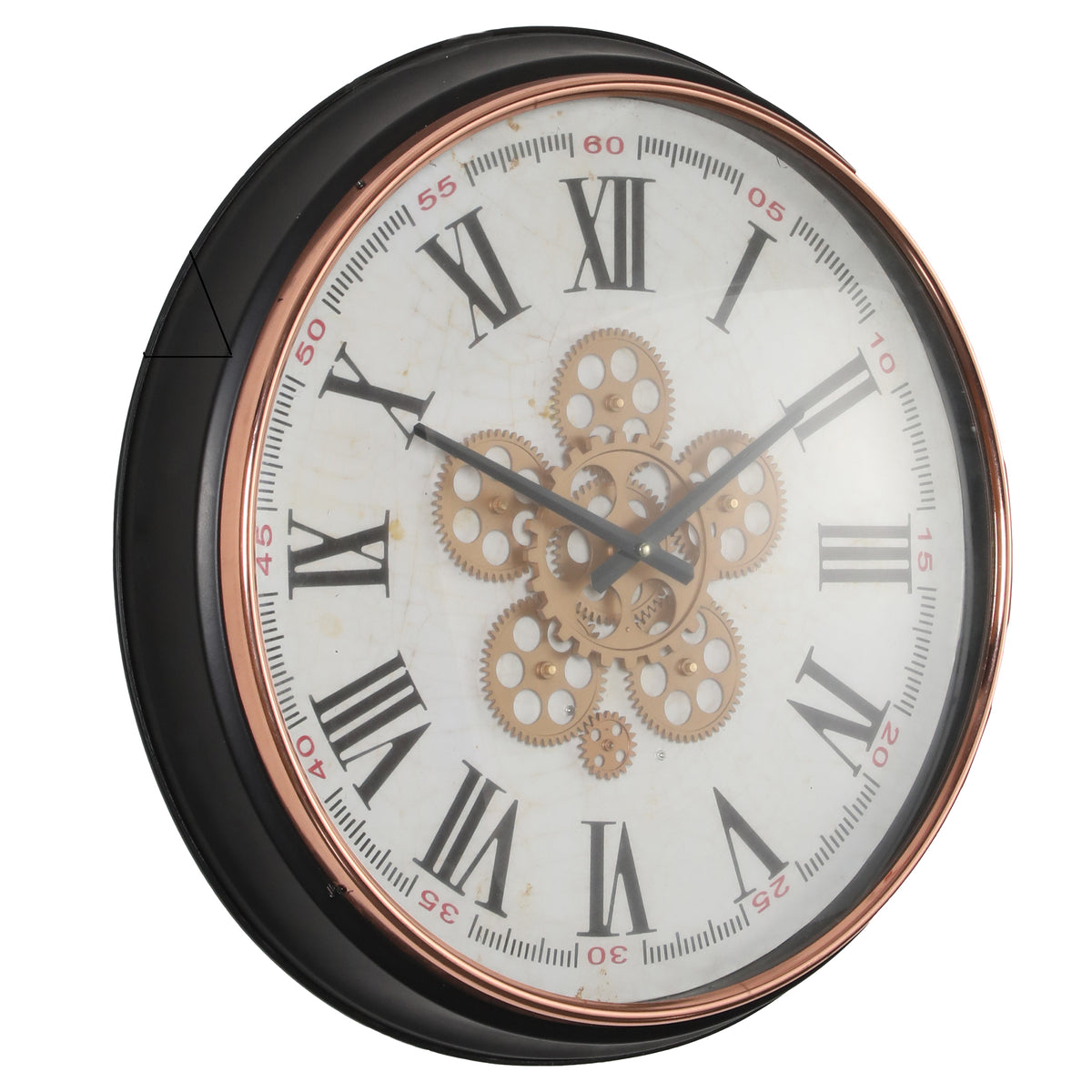 Chilli Decor Domonique Rose Gold Copper Black Metal Moving Gears Wall Clock 53cm TQ-Y683 2