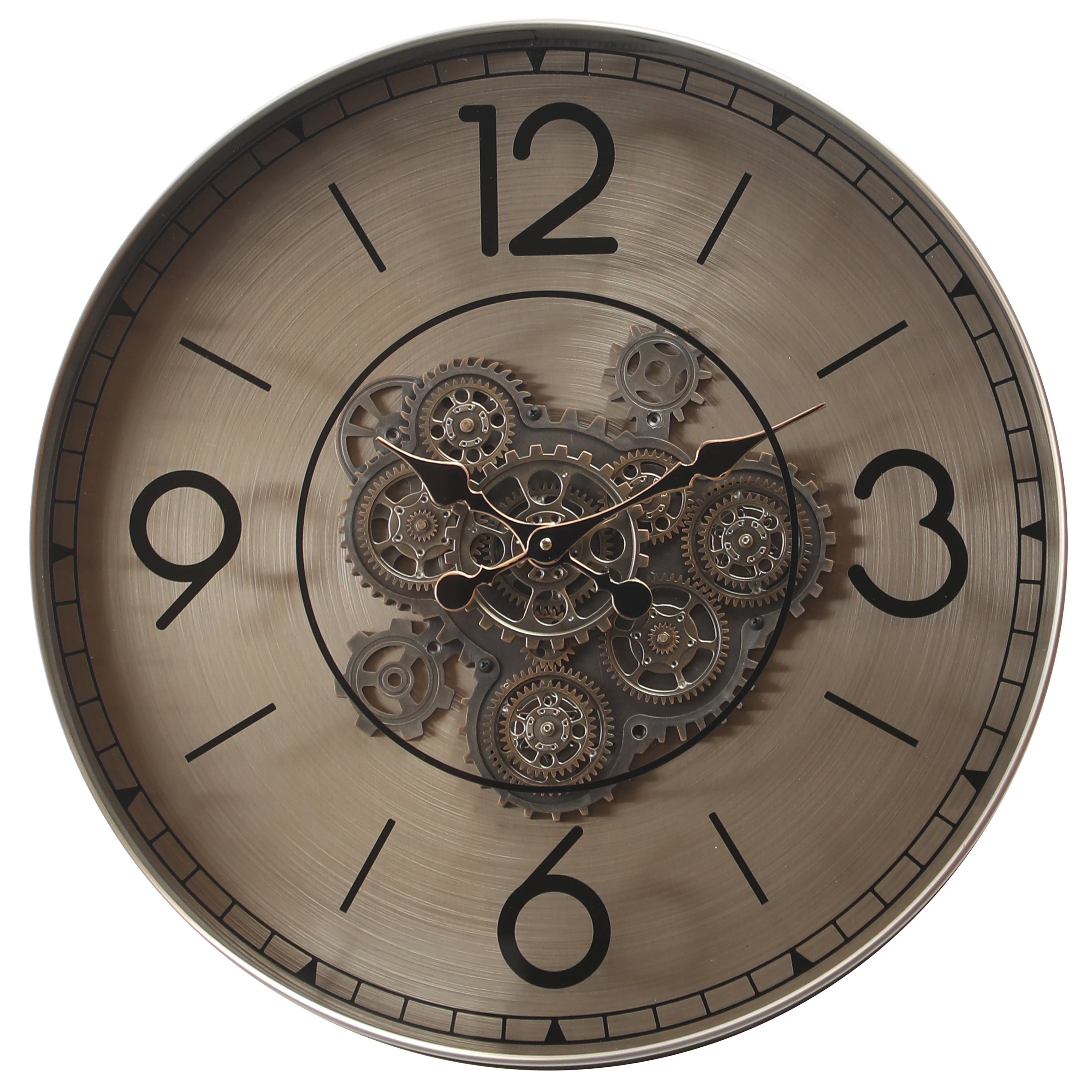 Buy Edinburgh Brushed Silver Metal Moving Gears Wall Clock 60cm – Oh Clocks