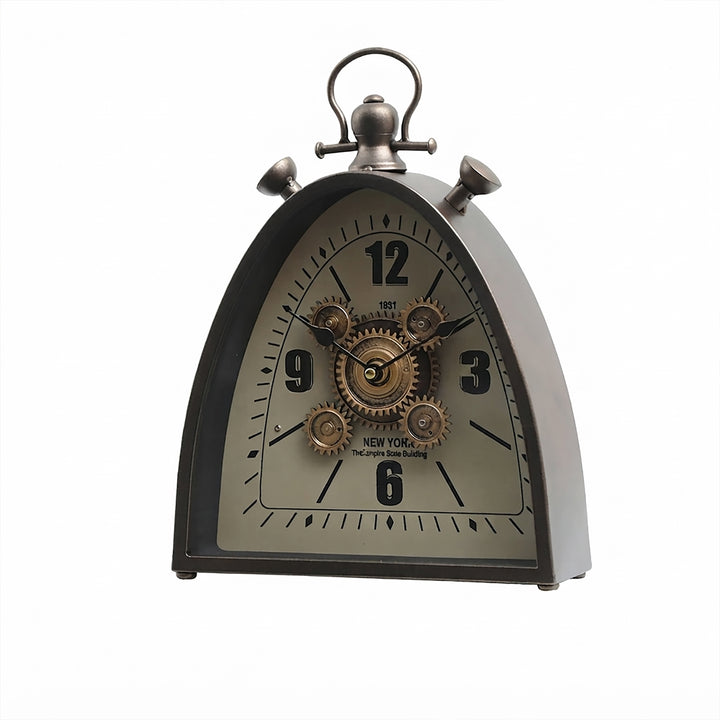 Chilli Decor Empire State 1931 Metal Moving Cogs FOB Desk Clock Charcoal 33cm TQ-E56 4