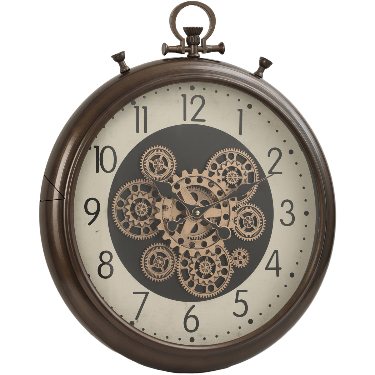 FOB Chronograph Metal Moving Gears Wall Clock Numbers Brown – Oh Clocks