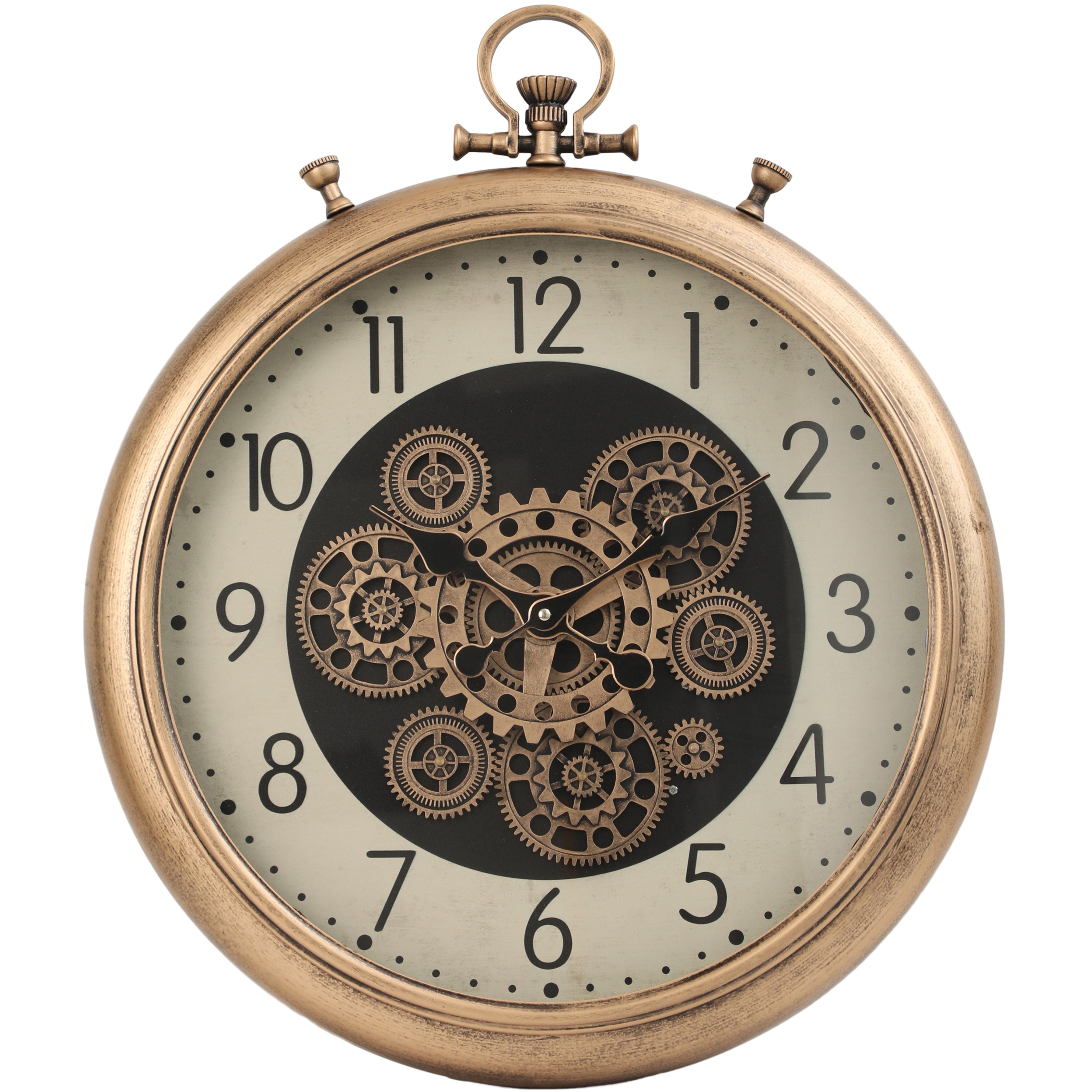 FOB Chronograph Metal Moving Gears Wall Clock Numbers Gold – Oh Clocks