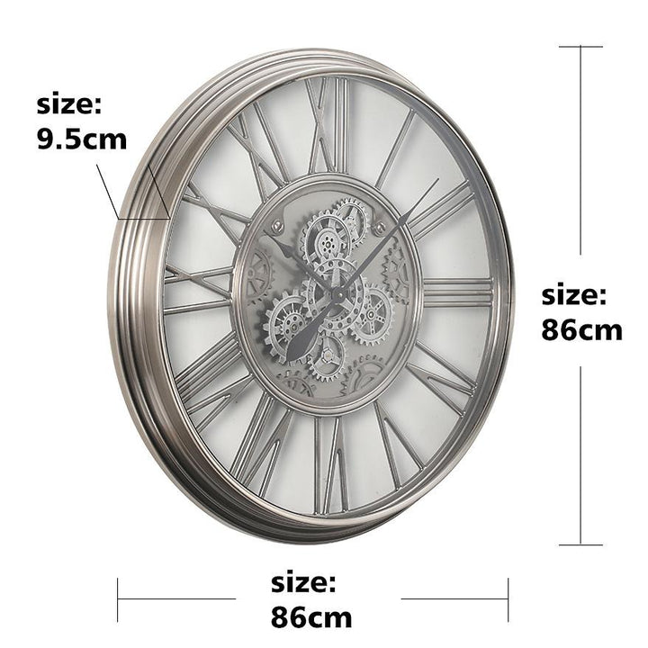 Chilli Decor Greenwich Industrial Metal Moving Gears Wall Clock 86cm TQ-Y725 6 #size_86cm