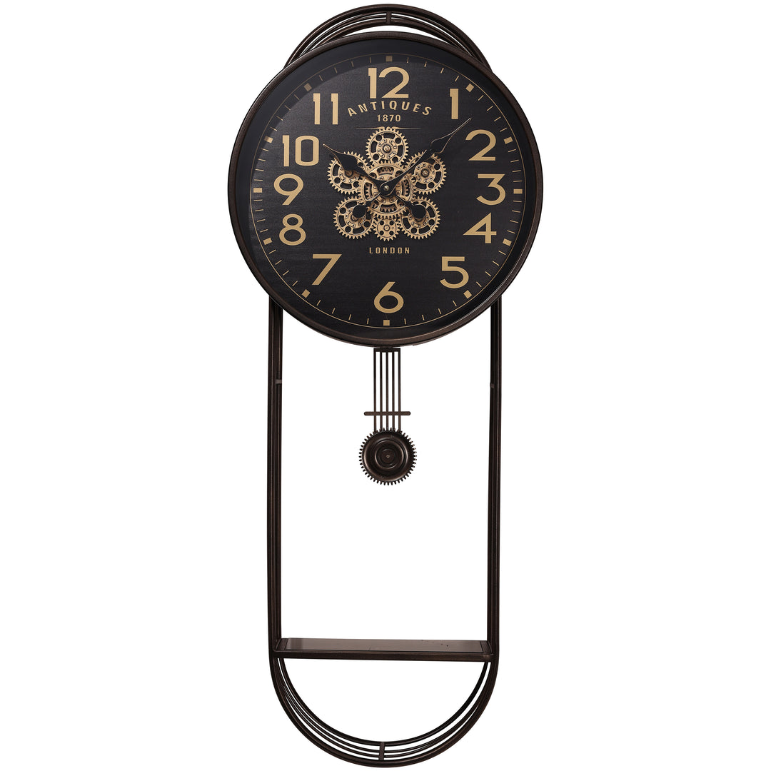Chilli Decor Greenwich Metal Pendulum Moving Gears with Shelf Wall Clock 102cm TQ-E253 1