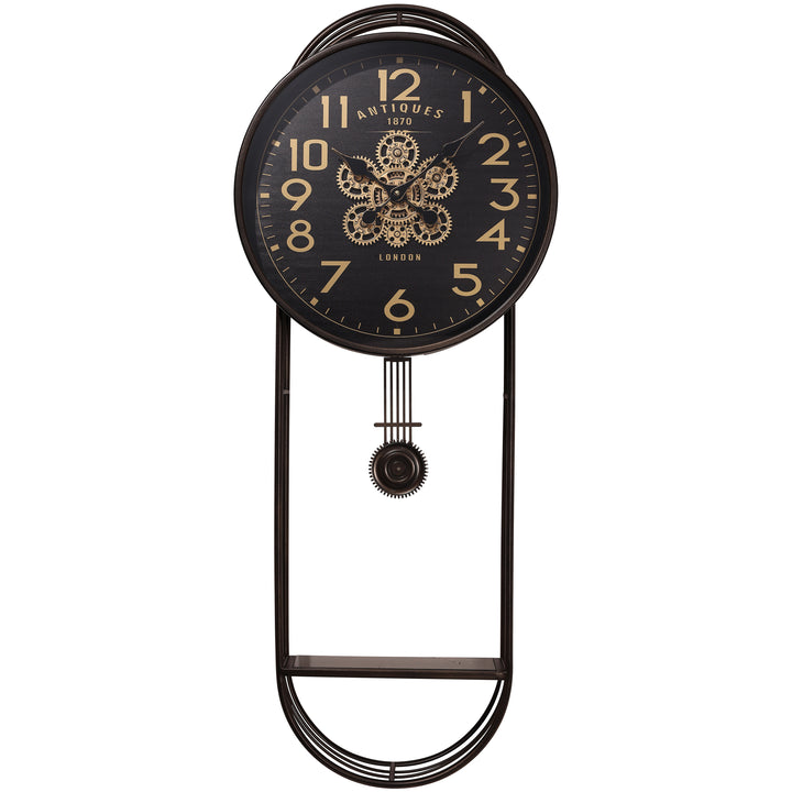 Chilli Decor Greenwich Metal Pendulum Moving Gears with Shelf Wall Clock 102cm TQ-E253 1