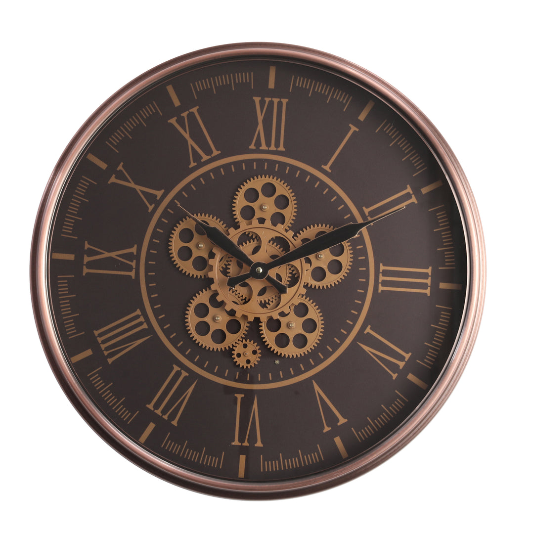Chilli Decor Hera Rose Gold Copper Metal Moving Gears Wall Clock 55cm TQ-Y688 1