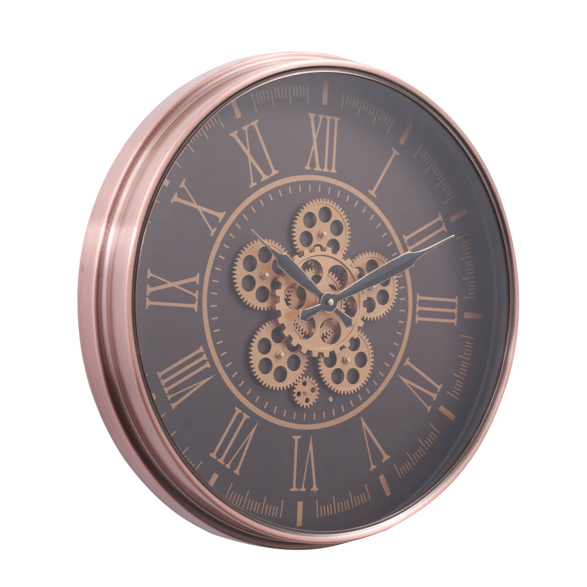 Chilli Decor Hera Rose Gold Copper Metal Moving Gears Wall Clock 55cm TQ-Y688 2