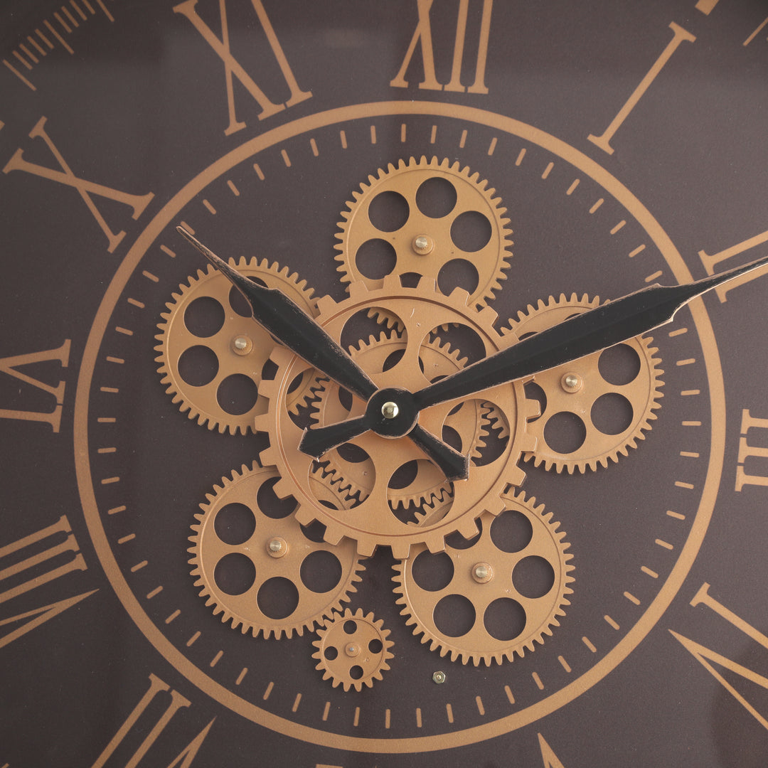 Chilli Decor Hera Rose Gold Copper Metal Moving Gears Wall Clock 55cm TQ-Y688 3