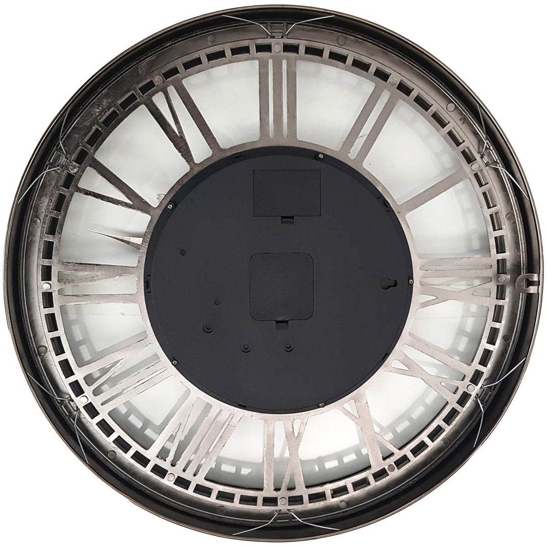 Chilli Decor Kensington Industrial Silver Wash Iron Moving Gears Wall Clock 55cm TQ-Y695 4 #size_55cm