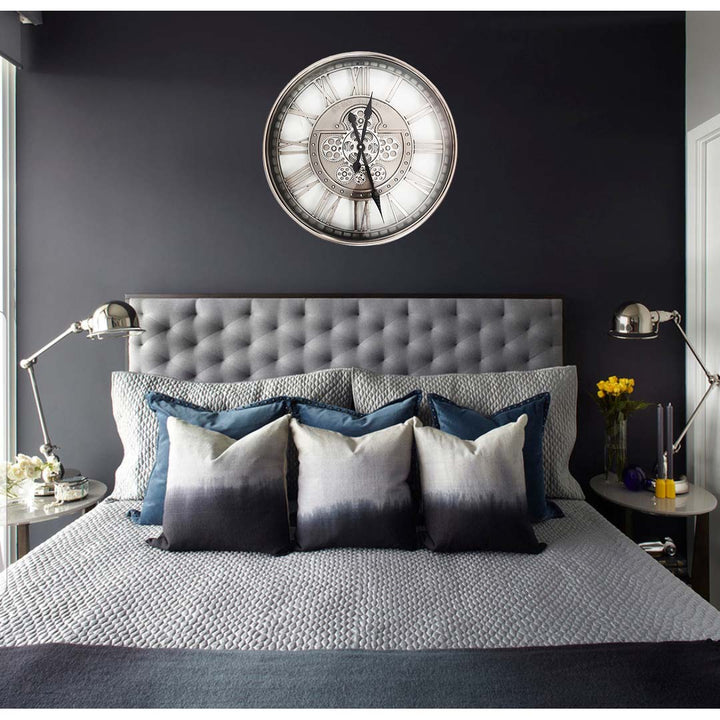 Chilli Decor Kensington Industrial Silver Wash Iron Moving Gears Wall Clock 55cm TQ-Y695 6 #size_55cm