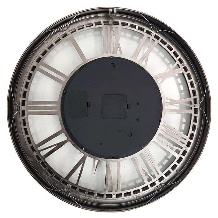Chilli Decor Kensington Industrial Silver Wash Iron Moving Gears Wall Clock 55cm TQ-Y695 5