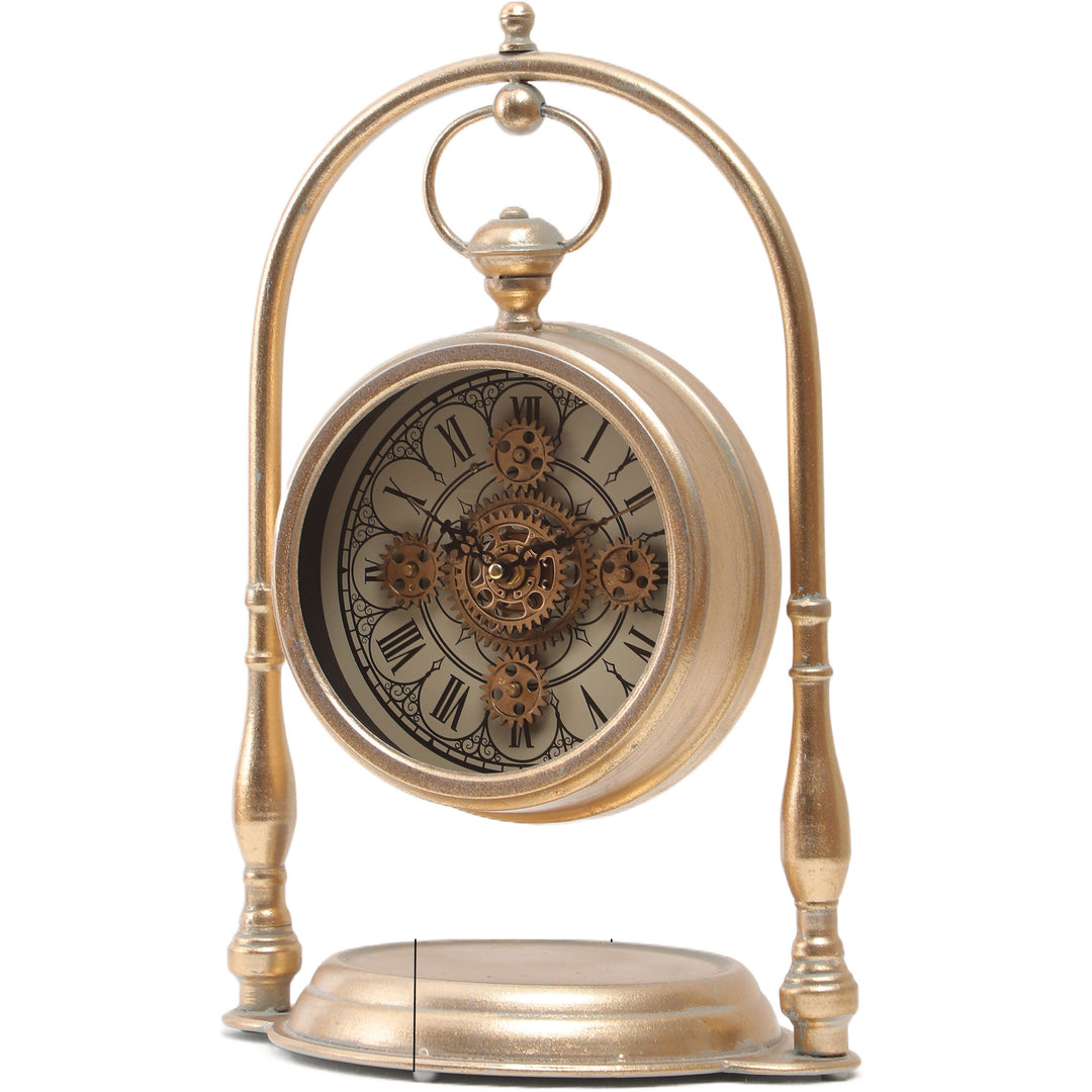 Chilli Decor Marrakesh Arch Gold Metal Moving Gears Desk Clock 47cm TQ-E11 2 #size_47cm