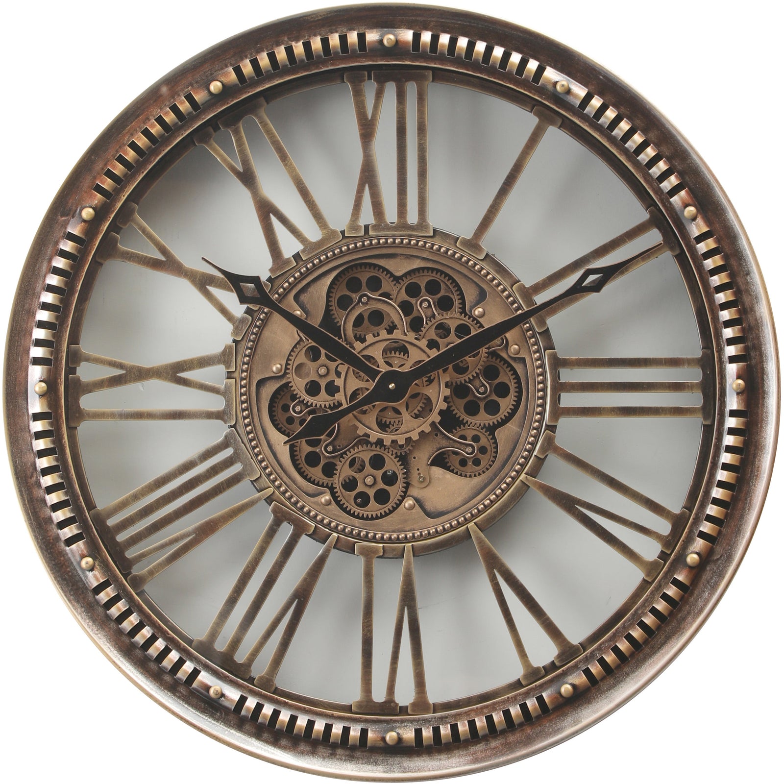 Chilli Decor Mason Industrial Distressed Bronze Metal Moving Gears Wall Clock 63cm TQ-Y796 1 #size_63cm
