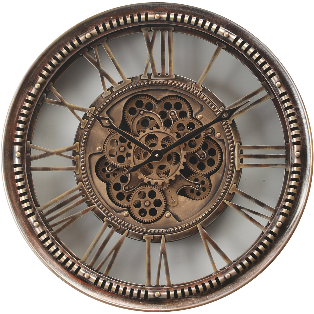 Chilli Decor Mason Industrial Distressed Bronze Metal Moving Gears Wall Clock 80cm TQ-Y797 1 #size_80cm