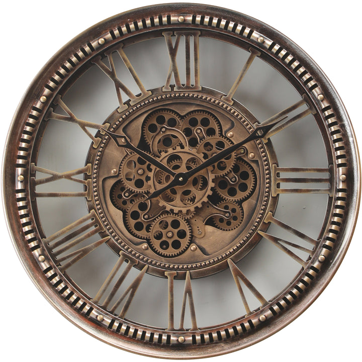 Chilli Decor Mason Industrial Distressed Bronze Metal Moving Gears Wall Clock 80cm TQ-Y797 1 #size_80cm