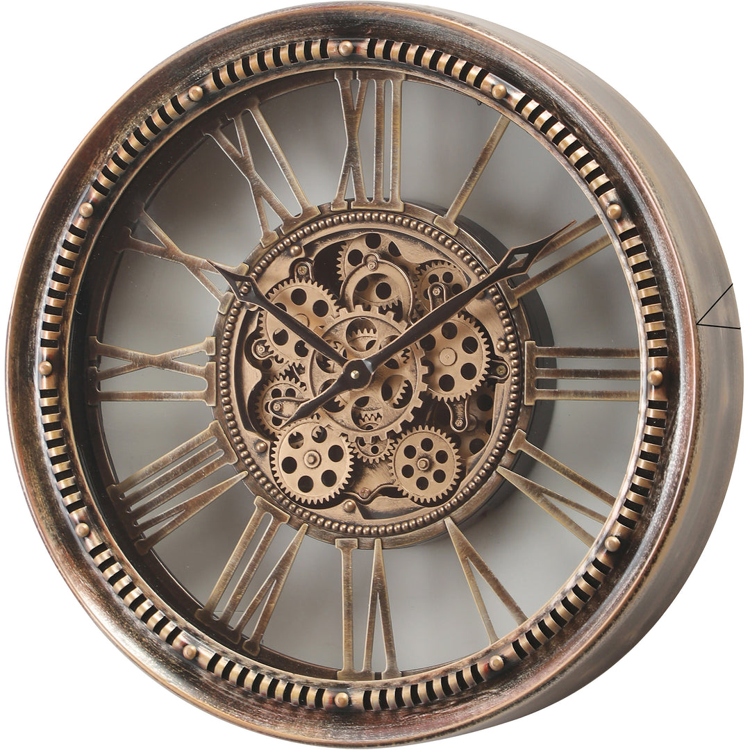 Chilli Decor Mason Industrial Distressed Bronze Metal Moving Gears Wall Clock 80cm TQ-Y797 2 #size_80cm