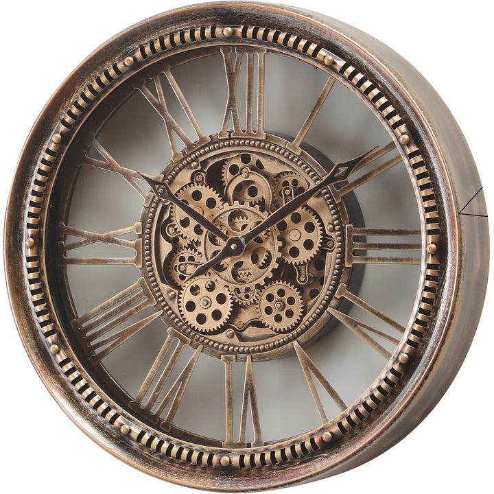 Chilli Decor Mason Industrial Distressed Bronze Metal Moving Gears Wall Clock 80cm TQ-Y797 2 #size_80cm