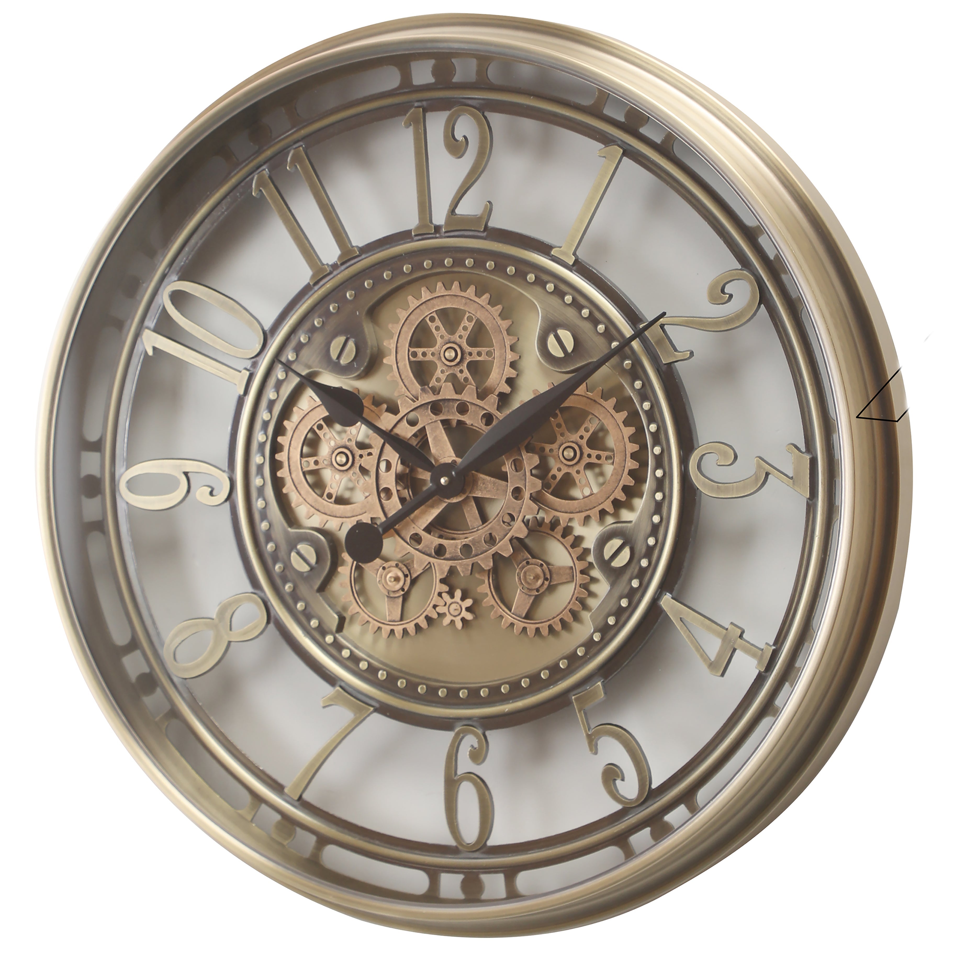 Maurice Industrial Silver Gold Metal Moving Gears Wall Clock – Oh