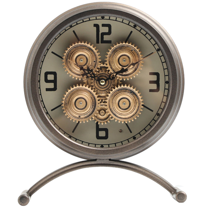 Chilli Decor Neptune Distressed Metal Moving Cogs Desk Clock Charcoal 29cm TQ-E57 1