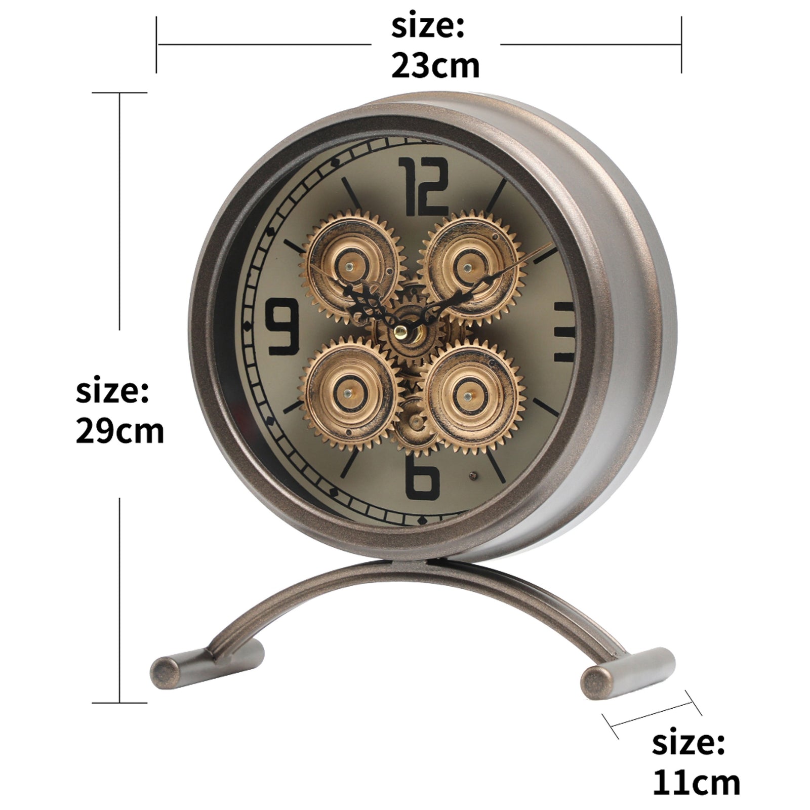 Chilli Decor Neptune Distressed Metal Moving Cogs Desk Clock Charcoal 29cm TQ-E57 2