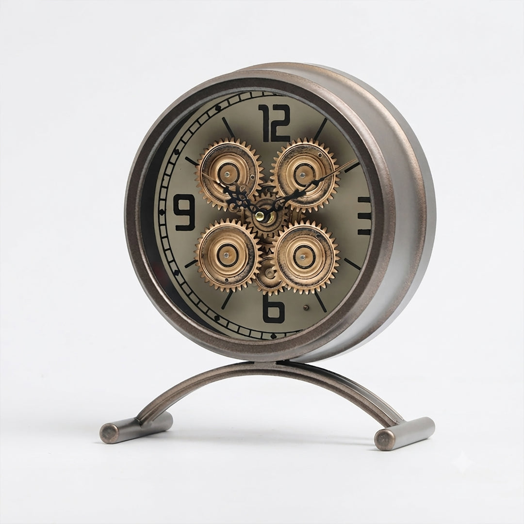 Chilli Decor Neptune Distressed Metal Moving Cogs Desk Clock Charcoal 29cm TQ-E57 4