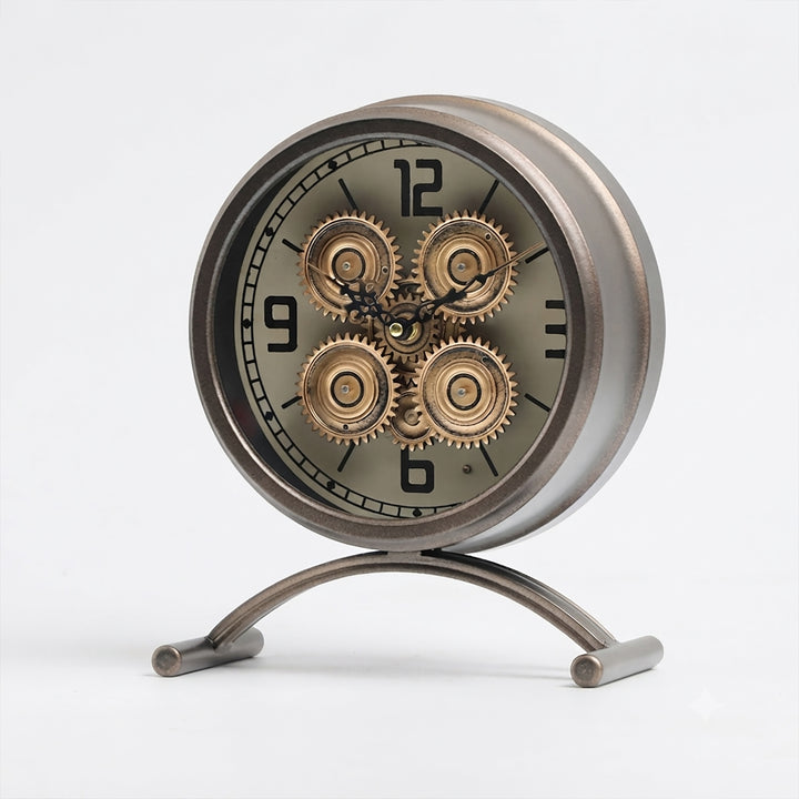 Chilli Decor Neptune Distressed Metal Moving Cogs Desk Clock Charcoal 29cm TQ-E57 4