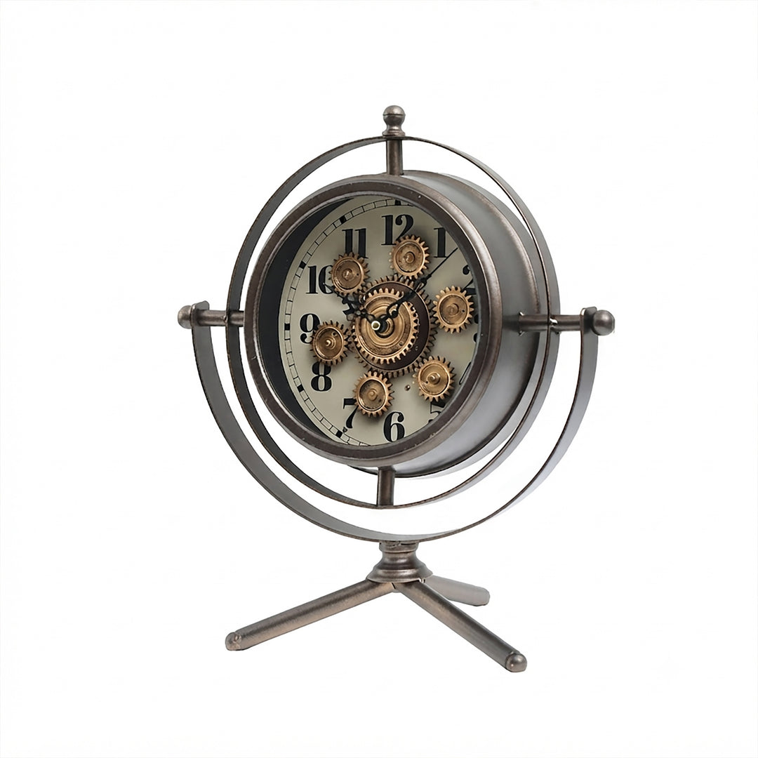 Chilli Decor Saturn Rings Industrial Metal Moving Cogs Desk Clock Charcoal 41cm TQ-E54 4