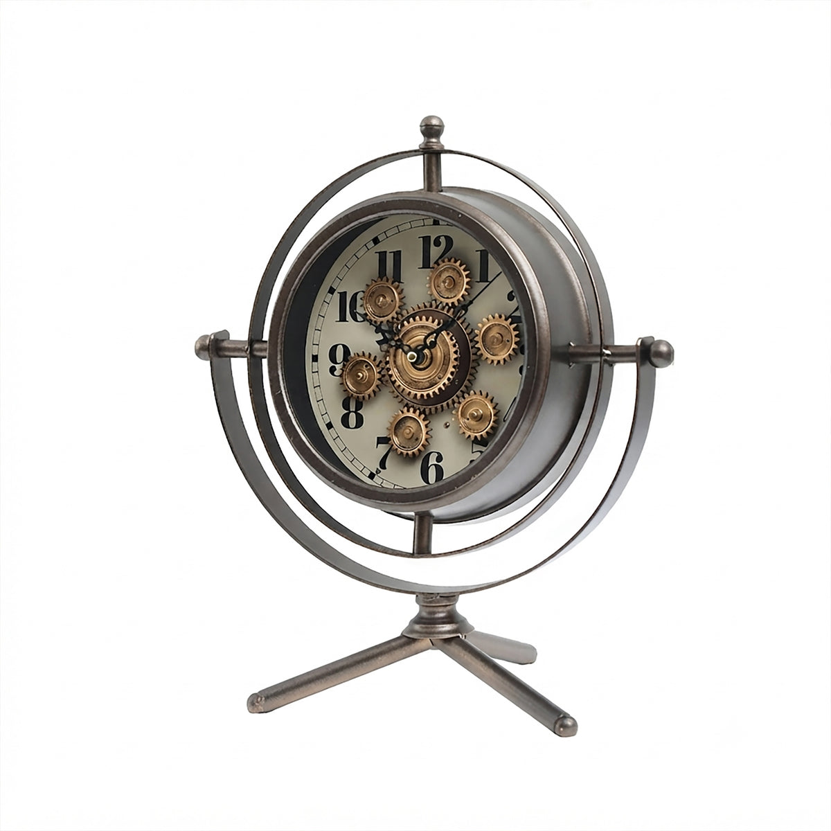 Chilli Decor Saturn Rings Industrial Metal Moving Cogs Desk Clock Charcoal 41cm TQ-E54 4