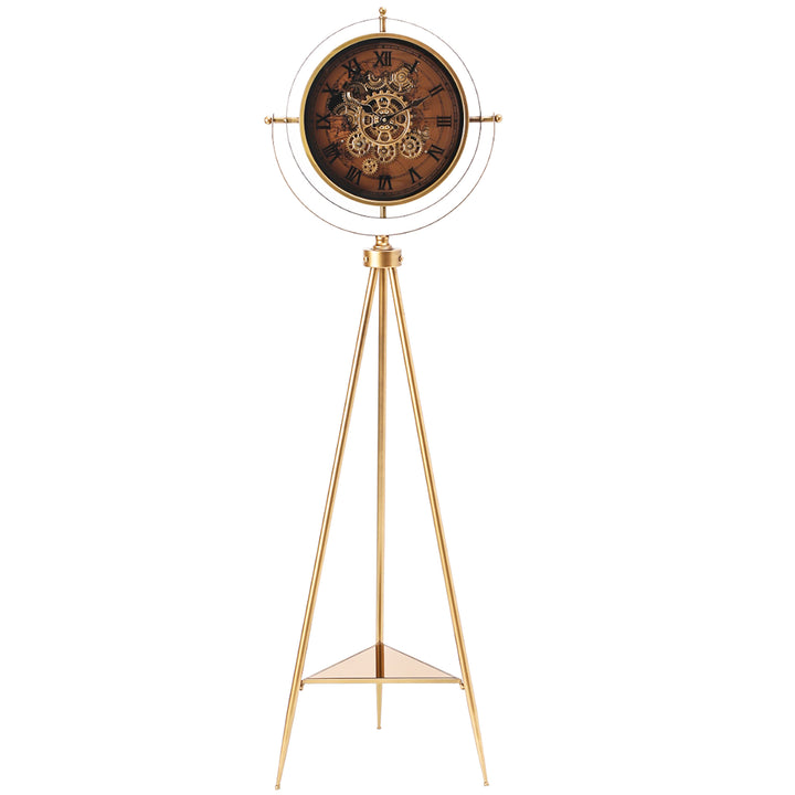 Chilli Decor Tripod Marco Map Industrial Metal Moving Gears Floor Clock 150cm TQ-E150 1