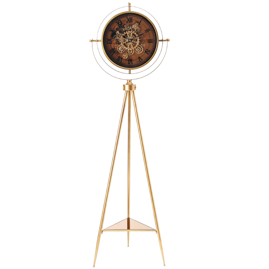 Chilli Decor Tripod Marco Map Industrial Metal Moving Gears Floor Clock 150cm TQ-E150 1