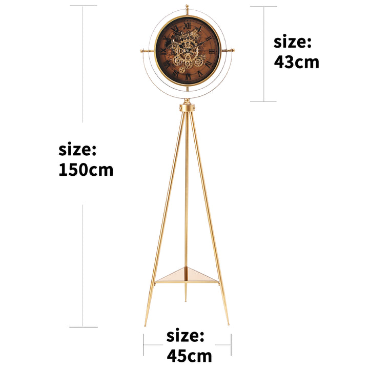 Chilli Decor Tripod Marco Map Industrial Metal Moving Gears Floor Clock 150cm TQ-E150 2