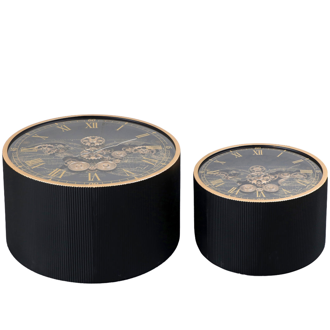 Chilli Decor Vasco World Map Moving Gears Coffee Table Set of 2 Floor Clock 80cm TQ-E110 1
