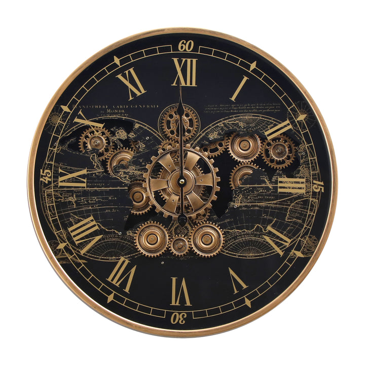 Chilli Decor Vasco World Map Moving Gears Coffee Table Set of 2 Floor Clock 80cm TQ-E110 2