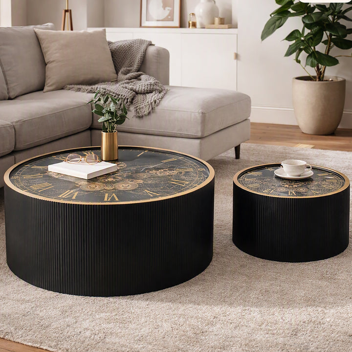 Chilli Decor Vasco World Map Moving Gears Coffee Table Set of 2 Floor Clock 80cm TQ-E110 5