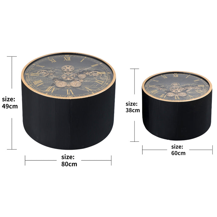 Chilli Decor Vasco World Map Moving Gears Coffee Table Set of 2 Floor Clock 80cm TQ-E110 6