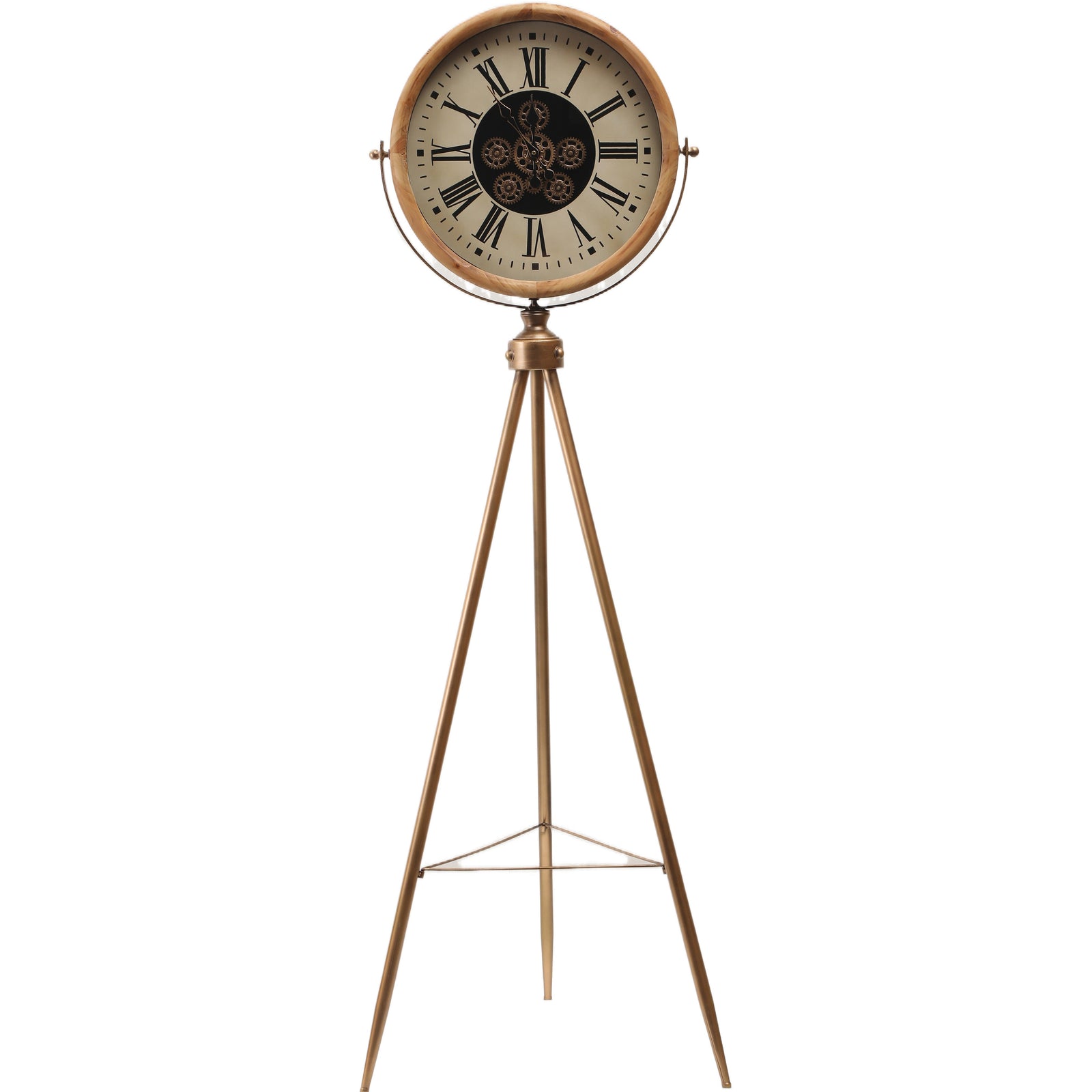 Chilli Decor Vermont Tripod Movie Light Metal Moving Gears Floor Clock 183cm TQ-E13 1