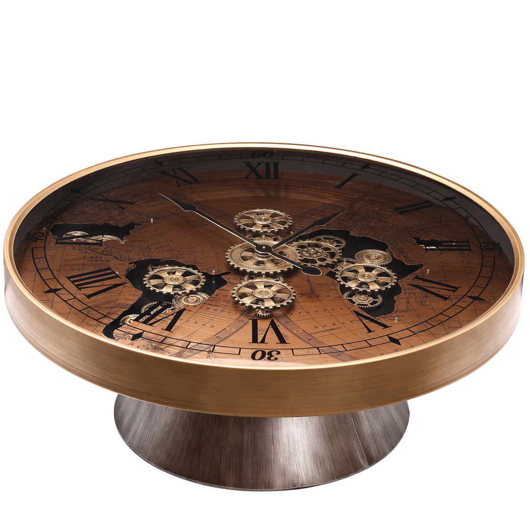 Chilli Decor Voyage Copper Map Moving Gears Coffee Table Floor Clock 100cm TQ-E262 1