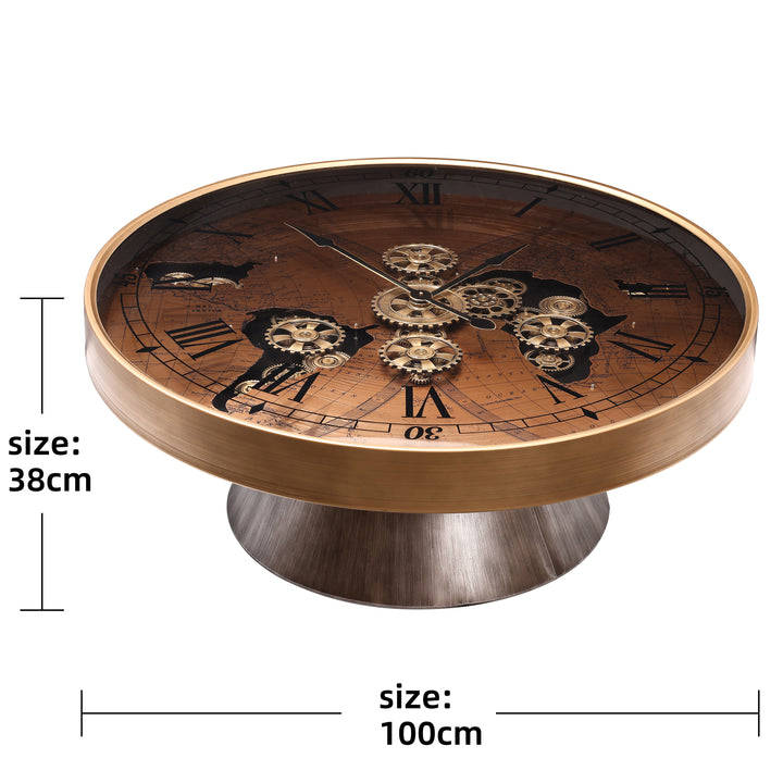 Chilli Decor Voyage Copper Map Moving Gears Coffee Table Floor Clock 100cm TQ-E262 6
