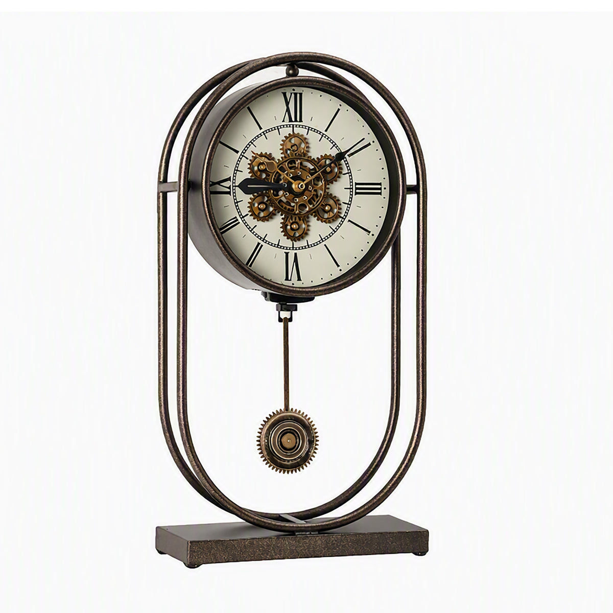  Chilli Decor Westminster Rustic Pendulum Moving Gears Desk Clock Charcoal 58cm TQ-E168 4