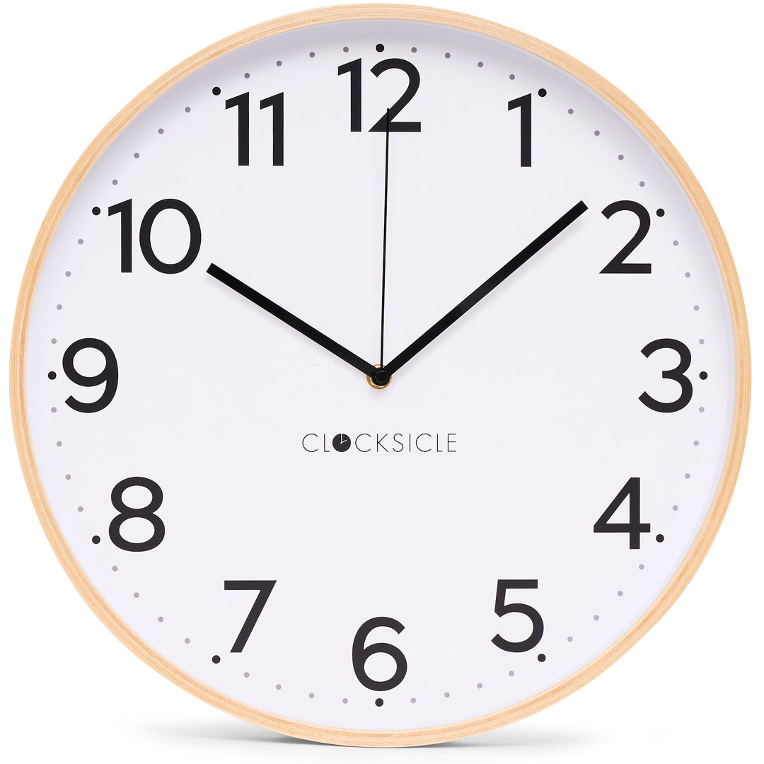 Clocksicle Silent Wood Wall Clock Black 40cm CC-40-BLCK Front #size_40cm