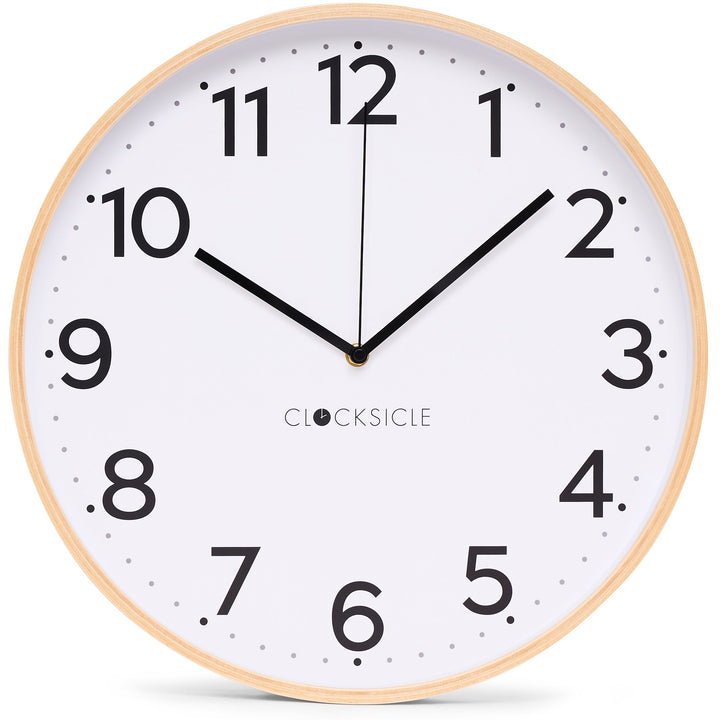 Clocksicle Silent Wood Wall Clock Black 40cm CC-40-BLCK Front #size_40cm