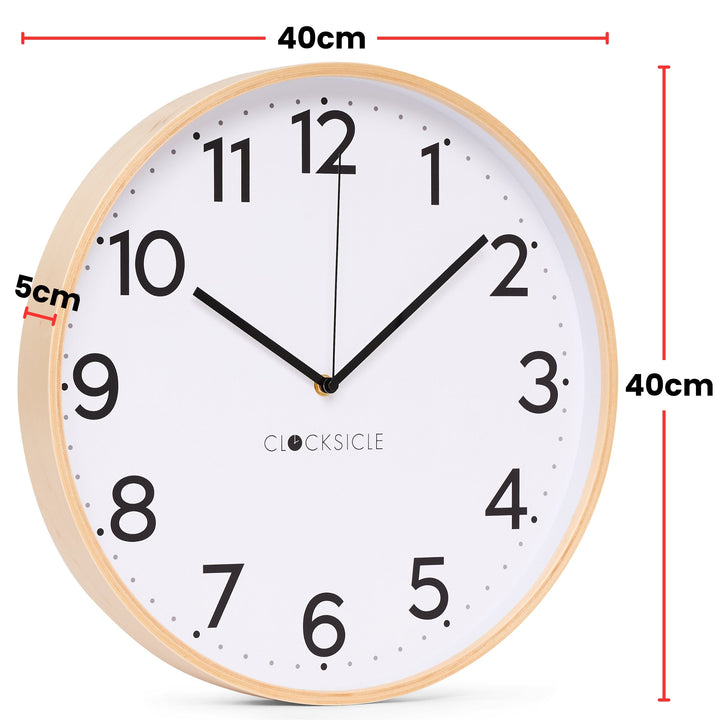 Clocksicle Silent Wood Wall Clock Black 40cm CC-40-BLCK Size #size_40cm