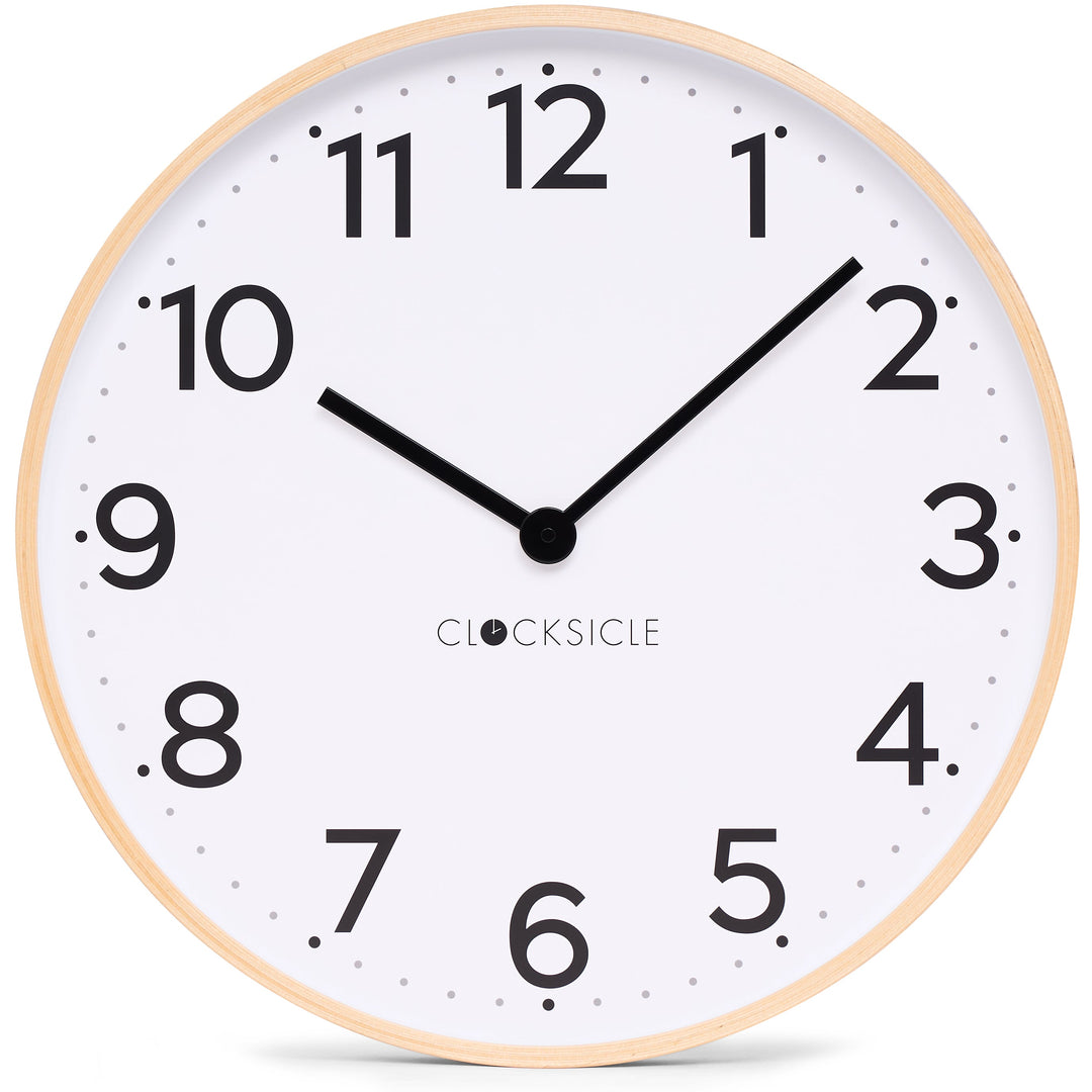 Clocksicle Silent Wood Wall Clock Black 50cm CC-50-BLCK Front #size_50cm